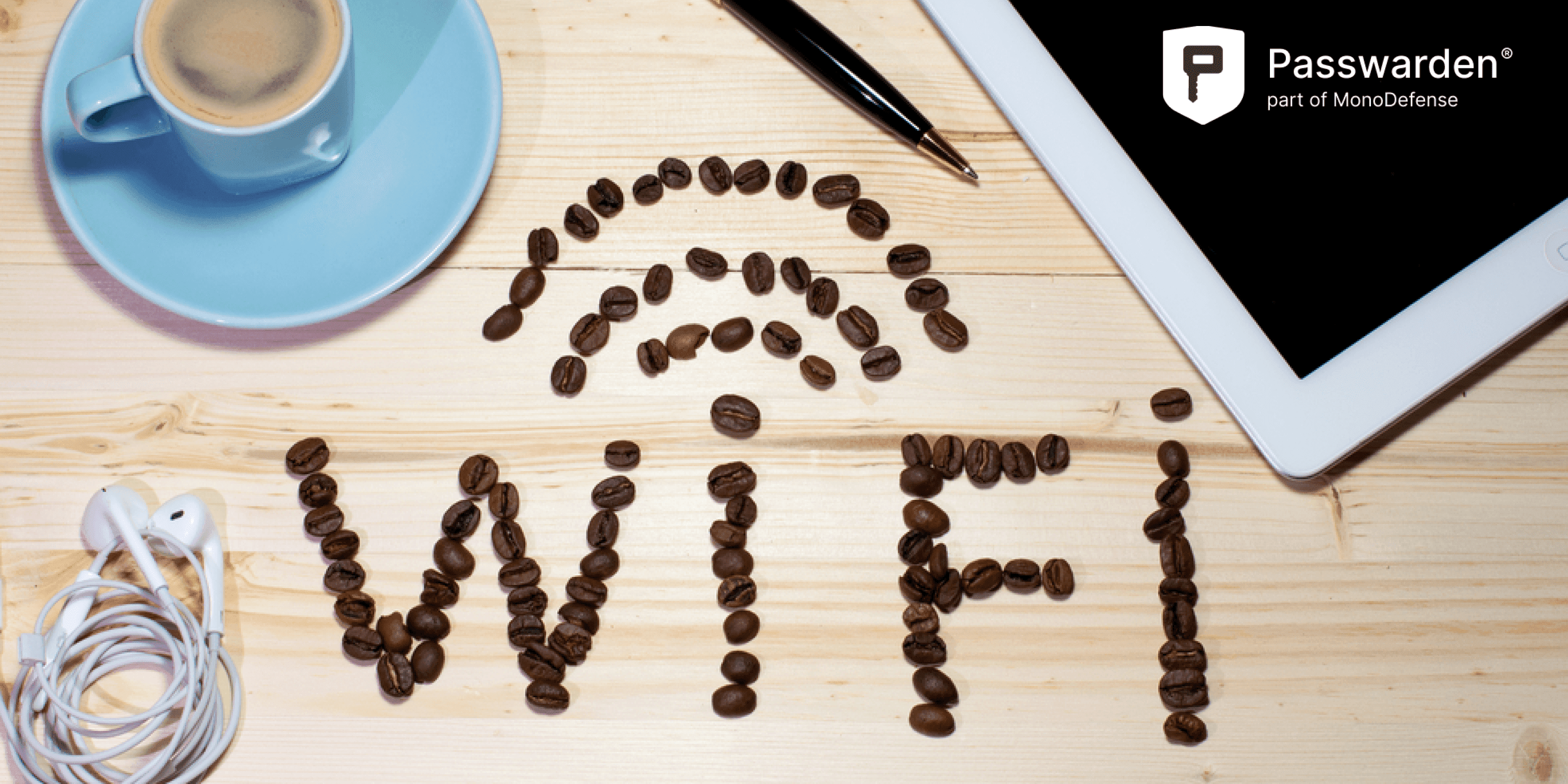 The word WiFi written on the table. Concept of how to share WiFi password on iPhone and other devices