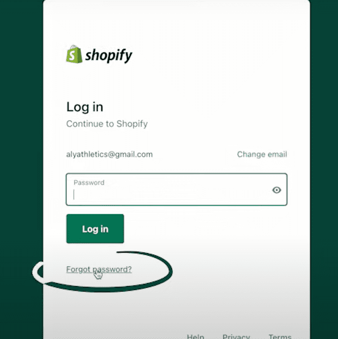 Forgot Password Shopify