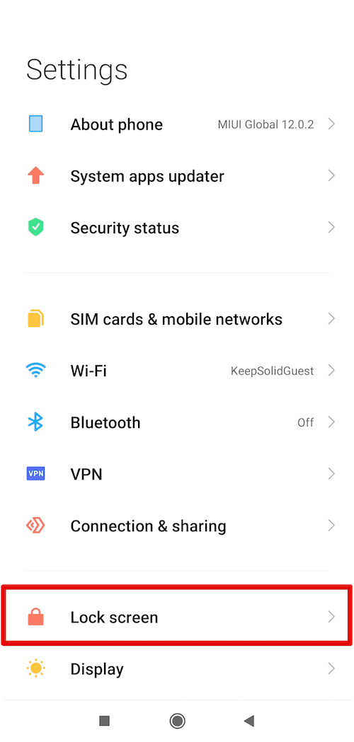 Android settings Lock Screen