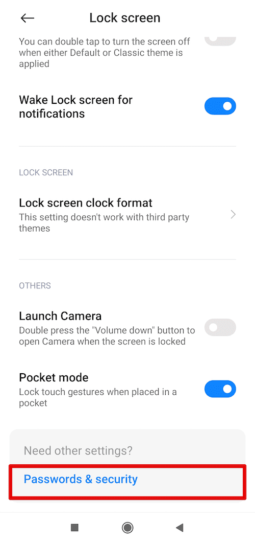 Android Passwords & Security