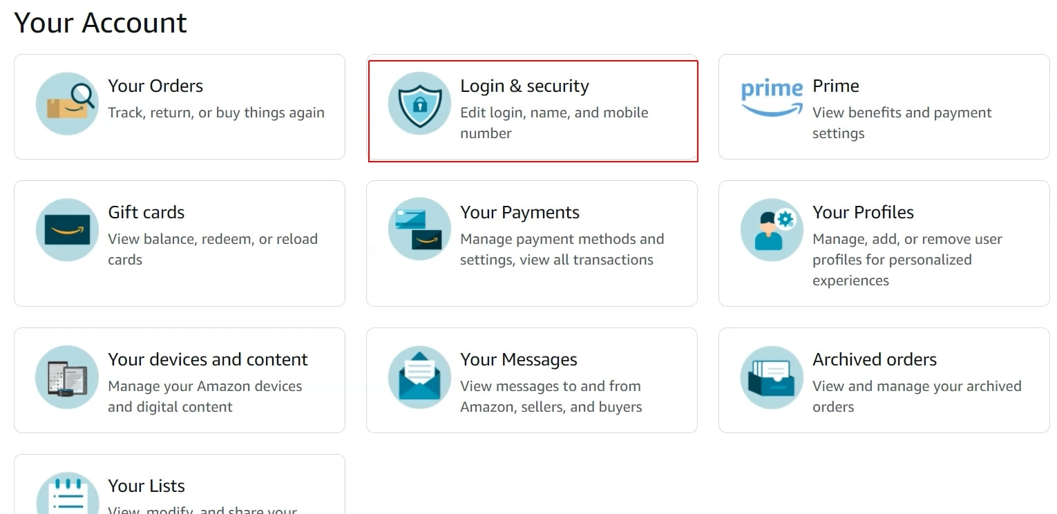 Amazon - change password